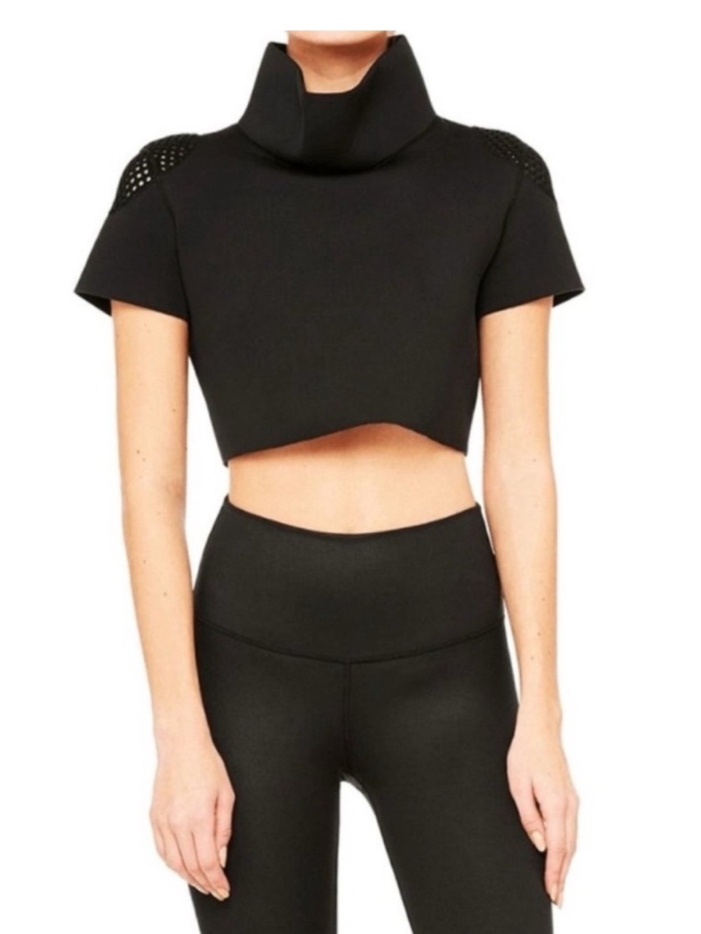 Alo Cropped Scuba and Mesh Top